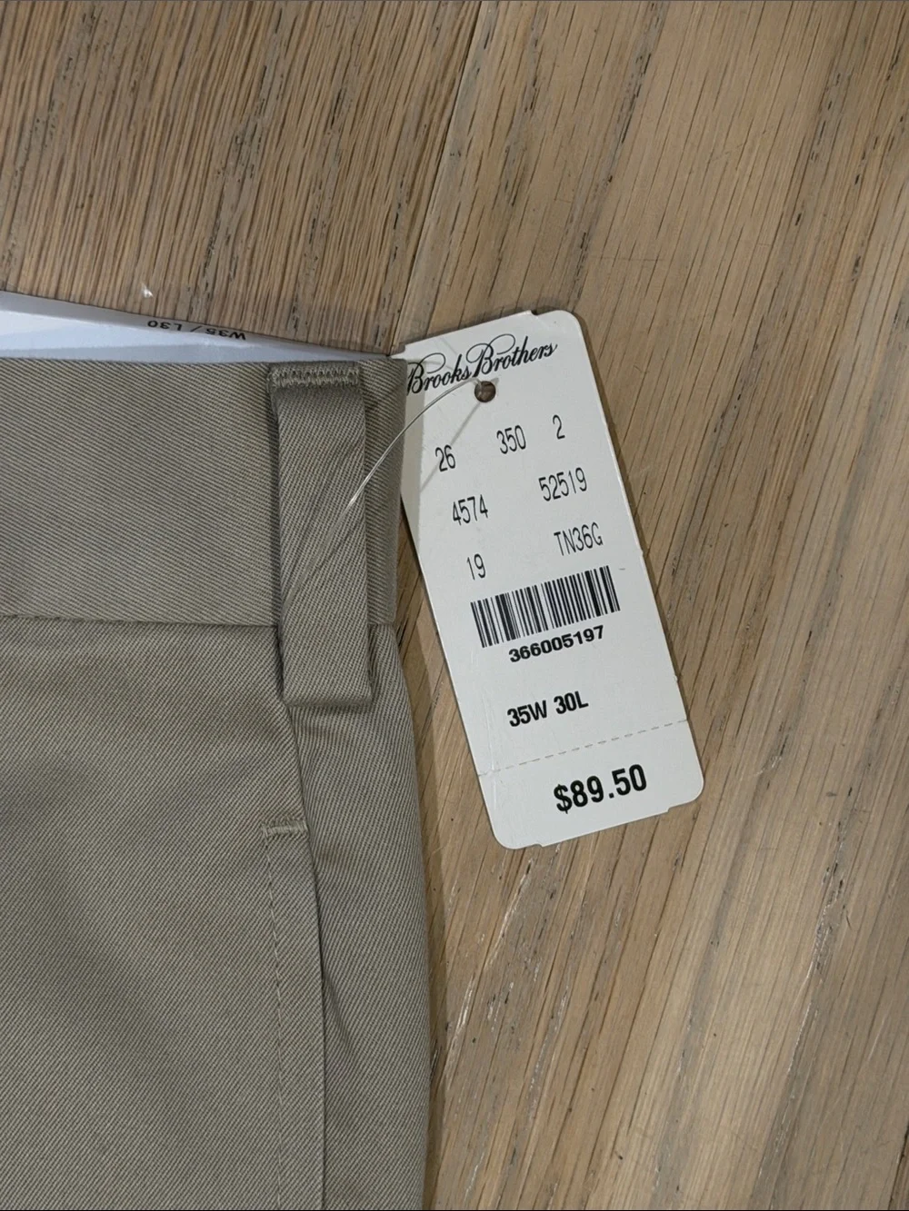 NWT Brooks Brothers Lightweight Advantage Chino Wrinkle Free Clark - 35x30
